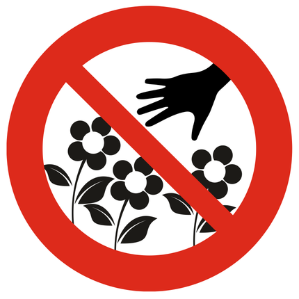 Türschild Ø75mm Blumen pflücken verboten