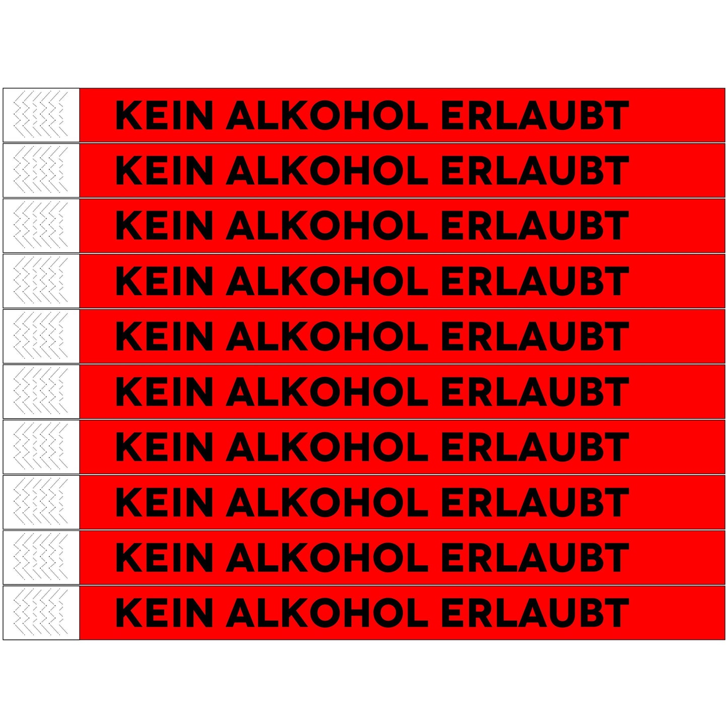 TYREX Einlassbänder 'KEIN ALKOHOL ERLAUBT' - pro 100 Stück