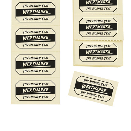 Wertmarken Block mit 2 Zeilen eigenem Text - 1000 Abrisse