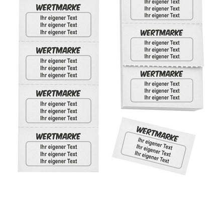 Wertmarken Block mit 3 Zeilen eigenem Text - 1000 Abrisse