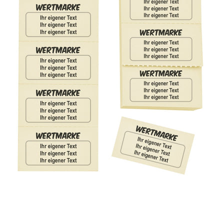 Wertmarken Block mit 3 Zeilen eigenem Text - 1000 Abrisse