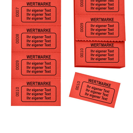 Wertmarken Block mit 3 Zeilen eigenem Text und Nummerierung - 1000 Abrisse