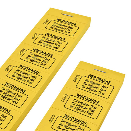 Wertmarken Block mit 3 Zeilen eigenem Text und Nummerierung - 1000 Abrisse