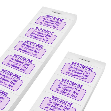 Wertmarken Block mit eigenem farbigem Text  - 1000 Abrisse
