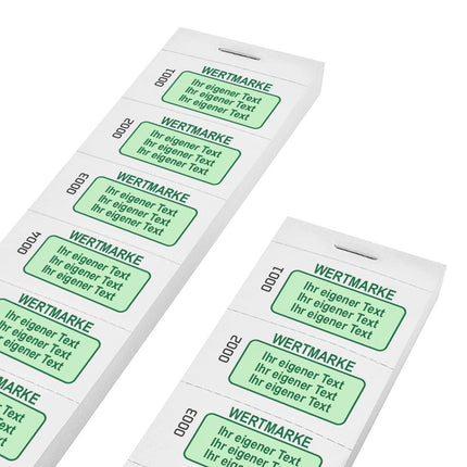 Wertmarken Block mit eigenem farbigem Text und Nummerierung - 1000 Abrisse