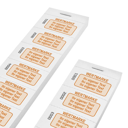 Wertmarken Block mit eigenem farbigem Text und Nummerierung - 1000 Abrisse