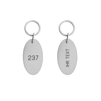Hotel Schlüsselanhänger Victor Oval Silber graviert - pro Stück