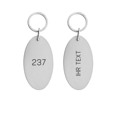 Hotel Schlüsselanhänger Victor Oval Silber graviert - pro Stück