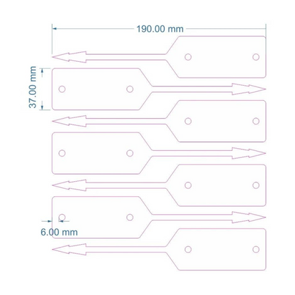 Schlüssel Tag 190 x 38 mm Weiß - 500 Stück
