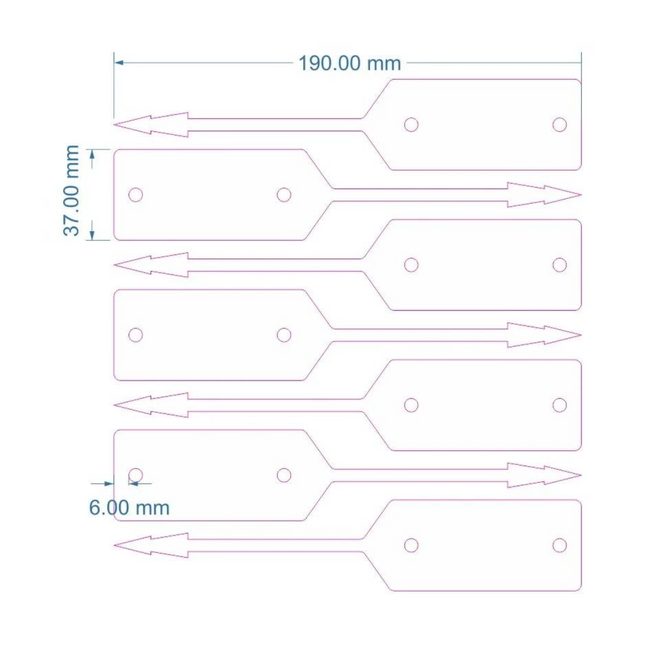 Schlüssel Tag 190 x 38 mm Weiß - 500 Stück