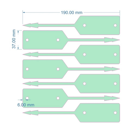 Schlüssel Tag 190 x 37 mm Grün - 500 Stück