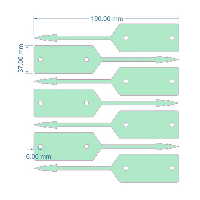 Schlüssel Tag 190 x 37 mm Grün - 500 Stück