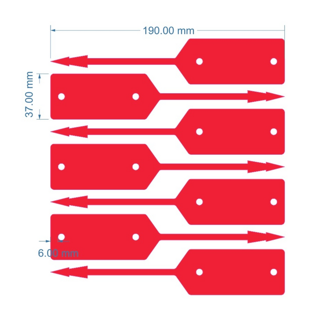 Schlüssel Tag 190 x 38 mm Rot - 500 Stück