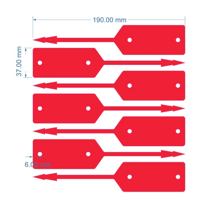 Schlüssel Tag 190 x 37 mm Rot - 500 Stück