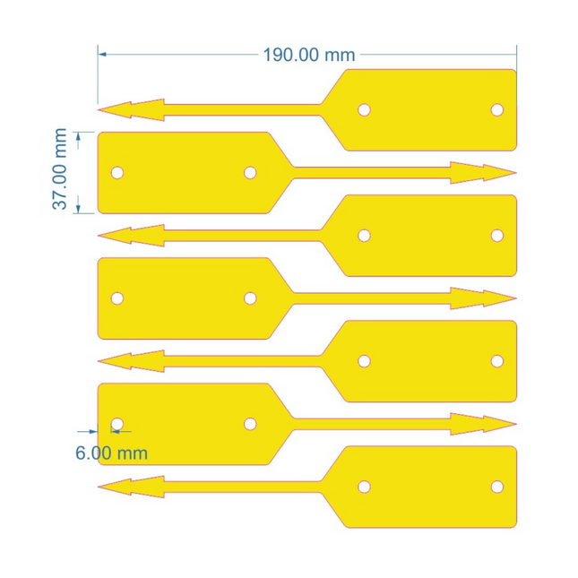 Schlüssel Tag 190 x 38 mm Gelb - 500 Stück