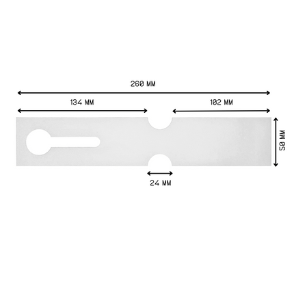 Schlaufenetiketten E2 TT-Drucker 150µ, 260x50 mm, Weiß –  500 Stück