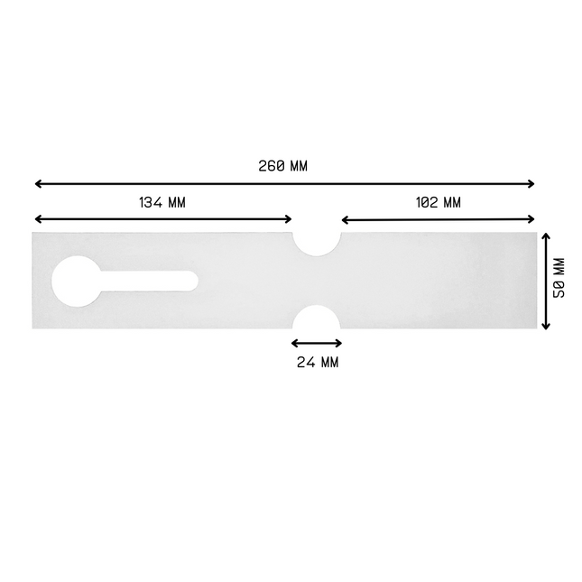 Schlaufenetiketten E2 TT-Drucker 150µ, 260x50 mm, Weiß –  500 Stück