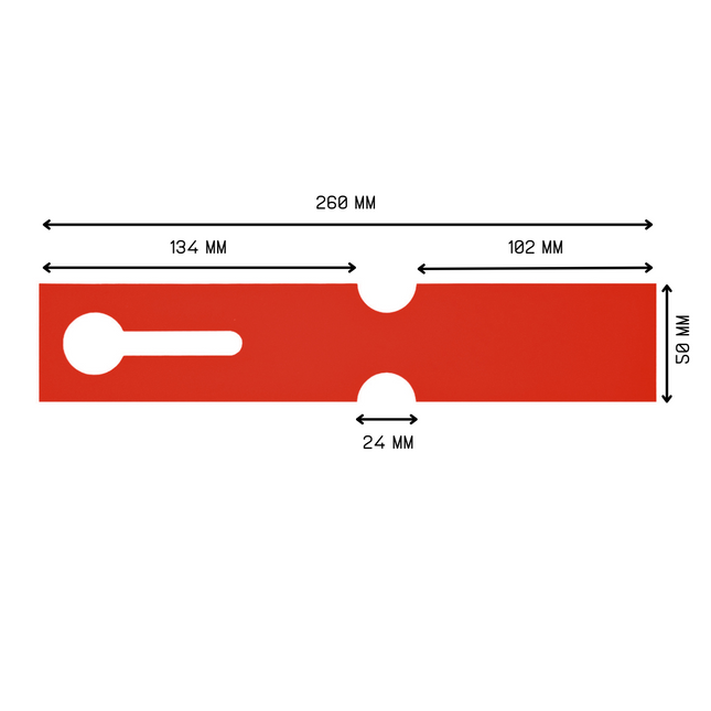Schlaufenetiketten E2 TT-Drucker 150µ, 260x50 mm, Rot–  500 Stück