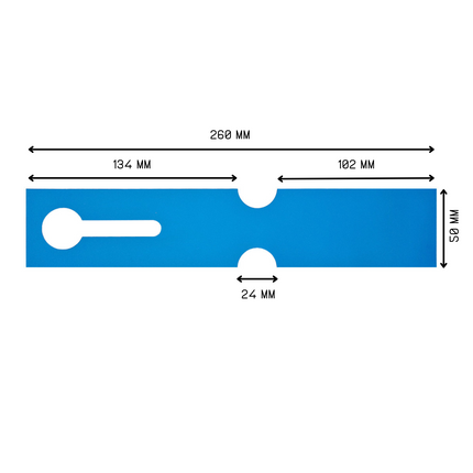Schlaufenetiketten E2 TT-Drucker 150µ, 260x50 mm, Blau –  500 Stück