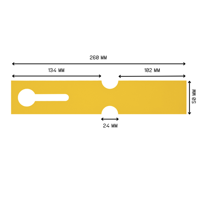 Schlaufenetiketten E2 TT-Drucker 150µ, 260x50 mm, Gelb –  500 Stück
