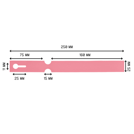 Schlaufenetiketten TT-Drucker 200µ, 250x25 mm, Rosa - 1500 Stück