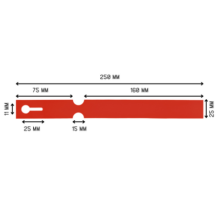 Schlaufenetiketten TT-Drucker 200µ, 250x25 mm, Rot - 1500 Stück