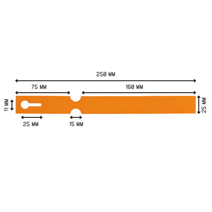 Schlaufenetiketten TT-Drucker 200µ, 250x25 mm, Orange - 1500 Stück