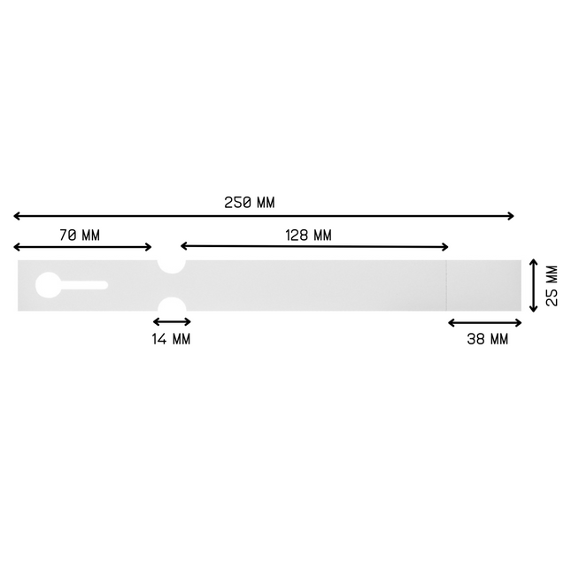 Schlaufenetiketten Laserdrucker 125µ , 250x25 mm, mit Abrißstreifen - 200 Stück