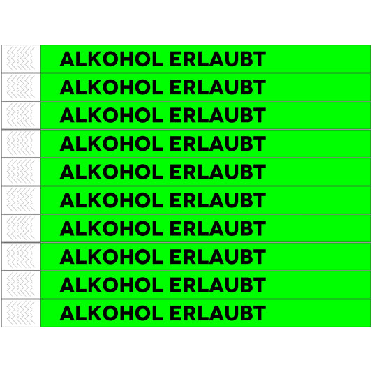 TYREX Einlassbänder 'ALKOHOL ERLAUBT' - pro 100 Stück