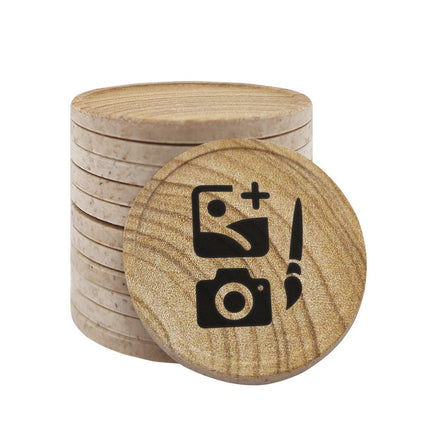 Wertmarken Chips selbst gestalten Ø29mm Holzfaser mit Maserung - 100 Stück