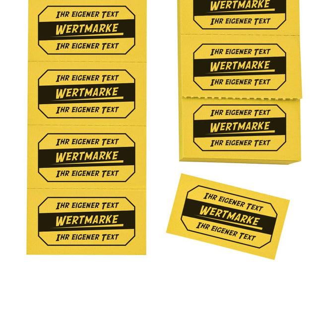 Wertmarken Block mit 2 Zeilen eigenem Text - 1000 Abrisse