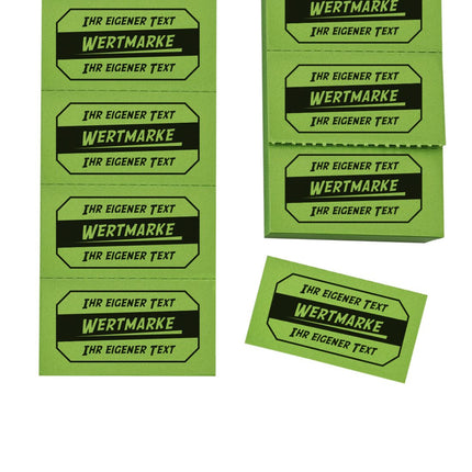 Wertmarken Block mit 2 Zeilen eigenem Text - 1000 Abrisse