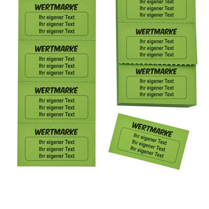 Wertmarken Block mit 3 Zeilen eigenem Text - 1000 Abrisse