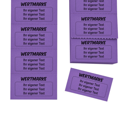 Wertmarken Block mit 3 Zeilen eigenem Text - 1000 Abrisse