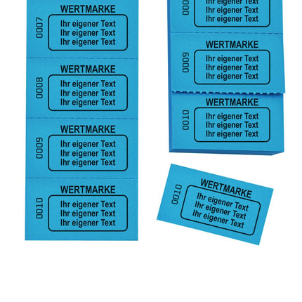 Wertmarken Block mit 3 Zeilen eigenem Text und Nummerierung - 1000 Abrisse