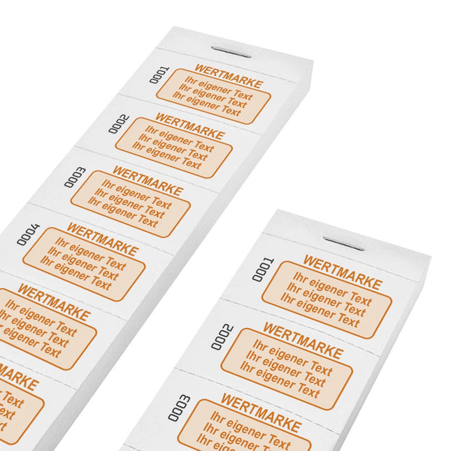 Wertmarken Block mit eigenem farbigem Text und Nummerierung - 1000 Abrisse