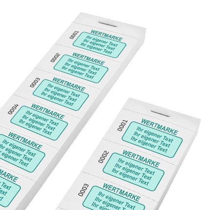 Wertmarken Block mit eigenem farbigem Text und Nummerierung - 1000 Abrisse