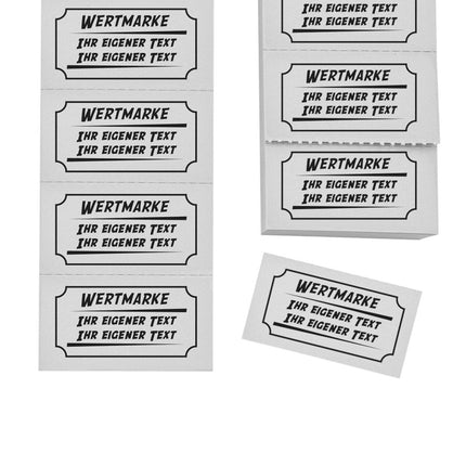Wertmarken Block mit 2 Zeilen wählbaren Text - 1000 Abrisse