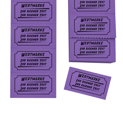 Wertmarken Block mit 2 Zeilen wählbaren Text - 1000 Abrisse
