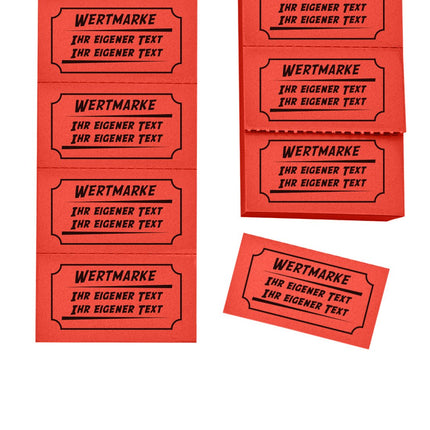 Wertmarken Block mit 2 Zeilen wählbaren Text - 1000 Abrisse
