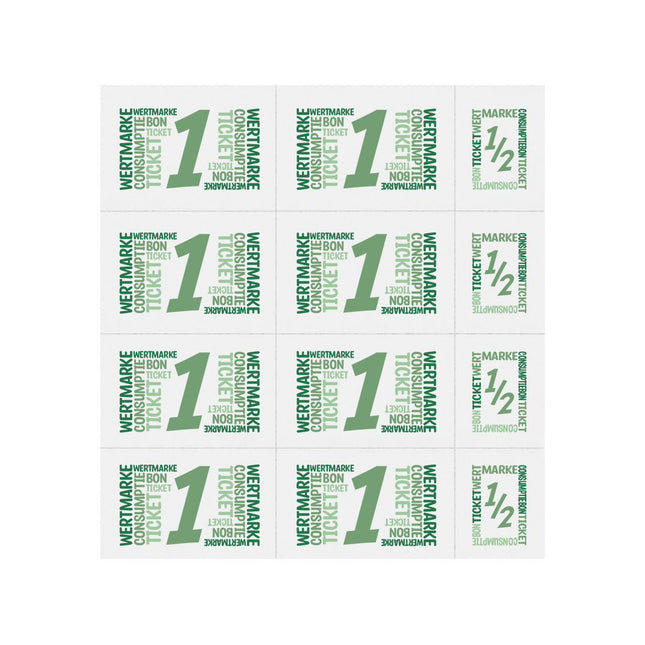 Wertmarken Karte mit 10 Wert-Einheiten, farbiger Druck - 50 Karten
