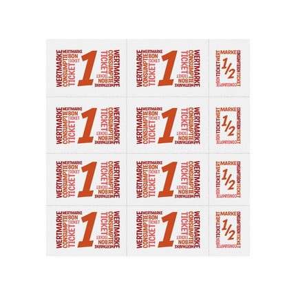 Wertmarken Karte mit 10 Wert-Einheiten, farbiger Druck - 50 Karten