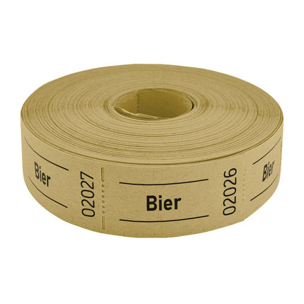 Wertmarken auf Rolle mit Text 'Bier' - 1000 Abrisse