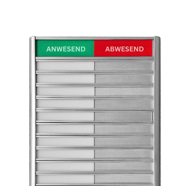 Anwesenheitstafel Business, An-/Abwesend - 10 Personen