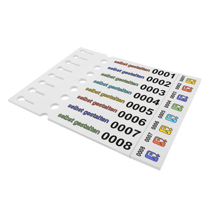 Schlaufenetiketten nummeriert und selbst gestalten 250x25 mm - 200 Stück