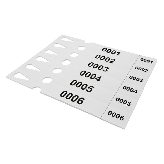 Schlaufenetiketten nummeriert mit Abrißstreifen 250x33 mm - 198 Stück