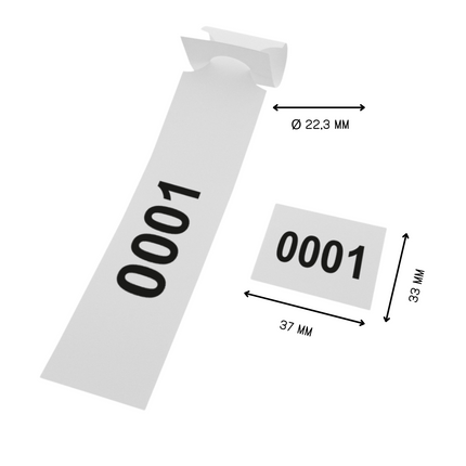 Schlaufenetiketten nummeriert mit Abrißstreifen 250x33 mm - 198 Stück