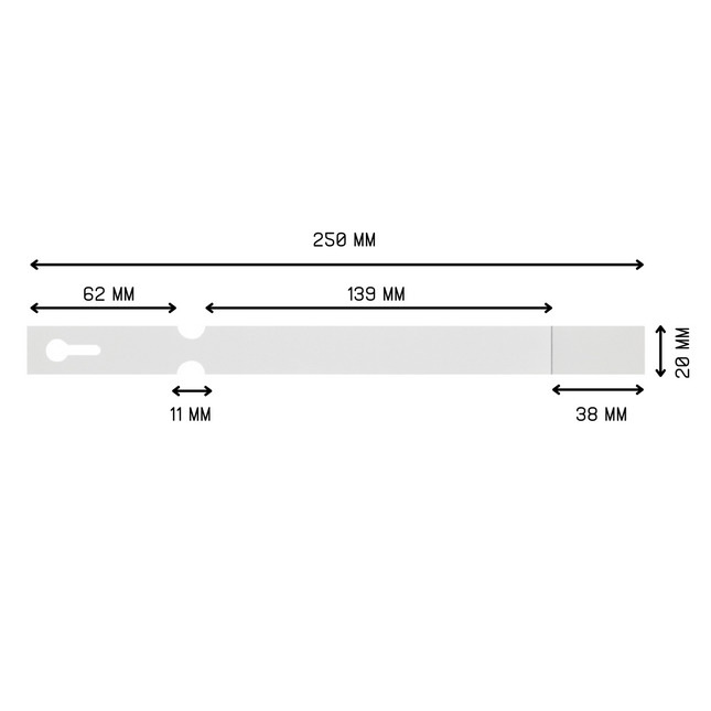 Schlaufenetiketten mit Abrißstreifen 250x20 mm - 200 Stück