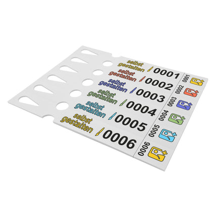 Schlaufenetiketten nummeriert und selbst gestalten 250x33 mm - 200 Stück