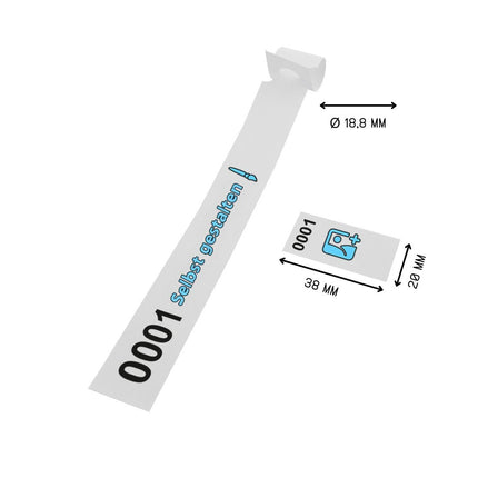 Schlaufenetiketten nummeriert und selbst gestalten 250x20 mm - 200 Stück